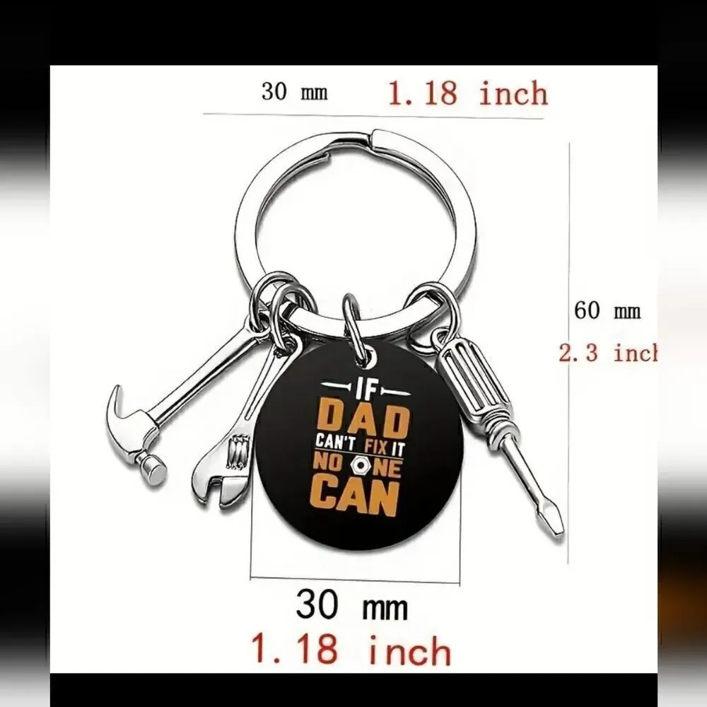 Grandpa Keychain Stainless Steel Hammer Screwdriver Wrench Pendant Key